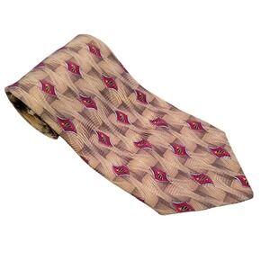 Robert Talbott Studio Silk Tie Tan Red Diamond Pattern Hand‎ Sewn Formal Necktie